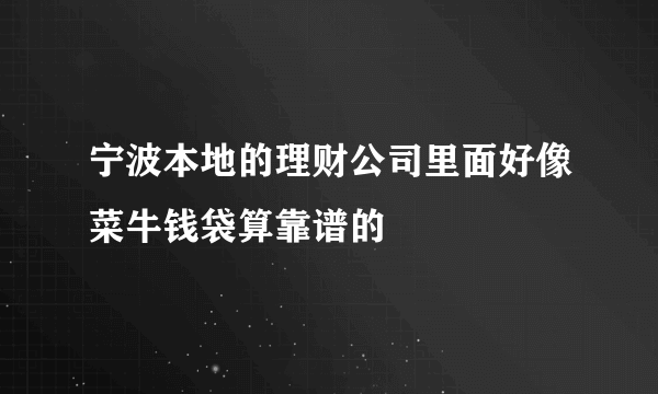 宁波本地的理财公司里面好像菜牛钱袋算靠谱的