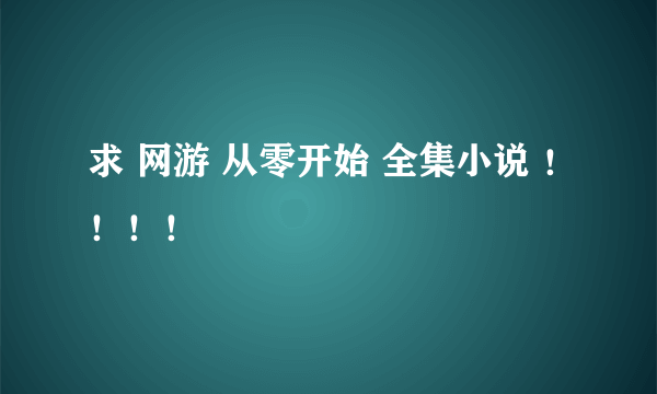 求 网游 从零开始 全集小说 ！！！！
