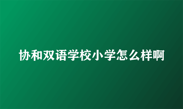 协和双语学校小学怎么样啊