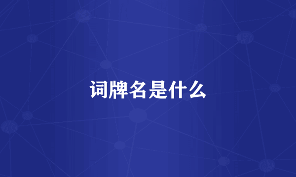 词牌名是什么