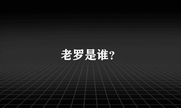 老罗是谁？