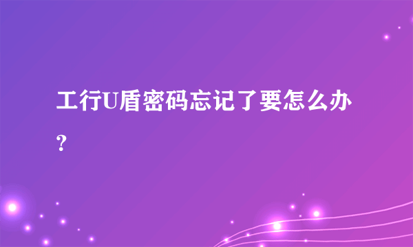 工行U盾密码忘记了要怎么办？