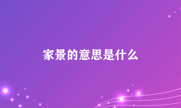家景的意思是什么