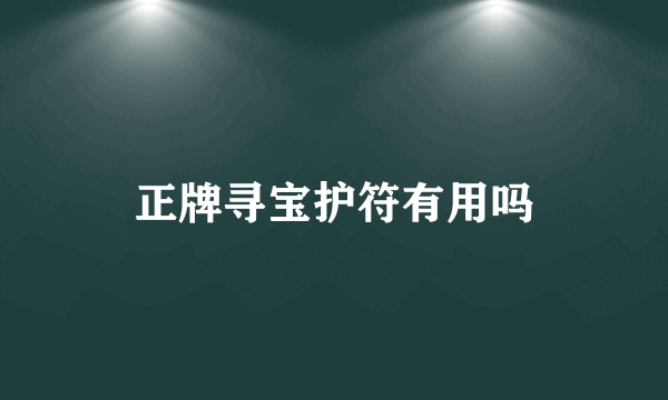 正牌寻宝护符有用吗