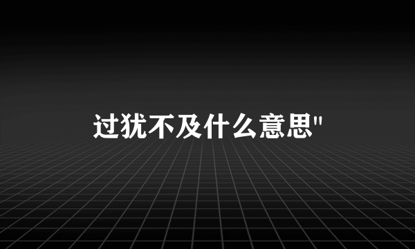 过犹不及什么意思