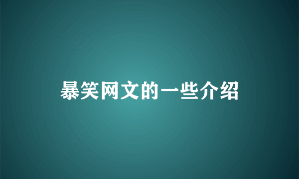 暴笑网文的一些介绍