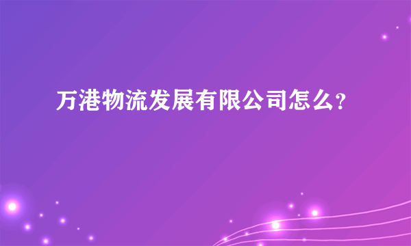 万港物流发展有限公司怎么？