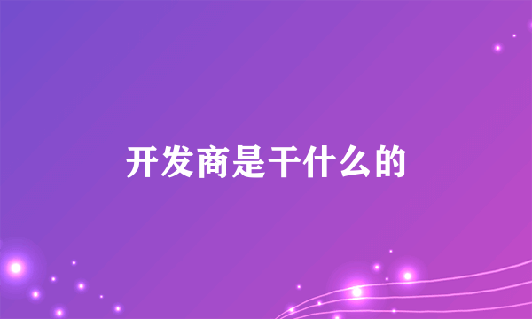 开发商是干什么的