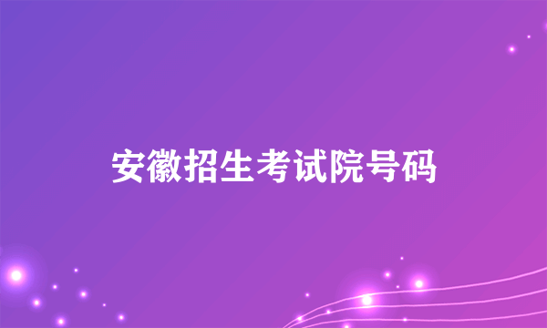 安徽招生考试院号码