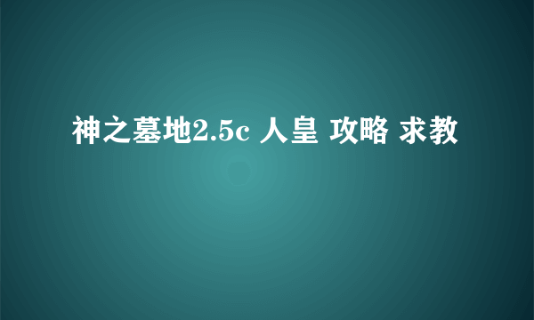 神之墓地2.5c 人皇 攻略 求教