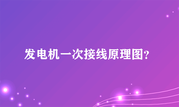 发电机一次接线原理图？