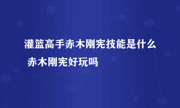 灌篮高手赤木刚宪技能是什么 赤木刚宪好玩吗