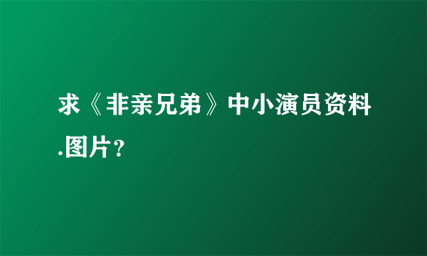 求《非亲兄弟》中小演员资料.图片？