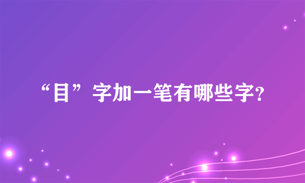 “目”字加一笔有哪些字？