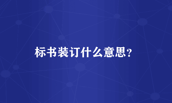 标书装订什么意思？