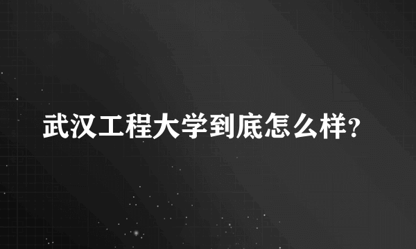 武汉工程大学到底怎么样？