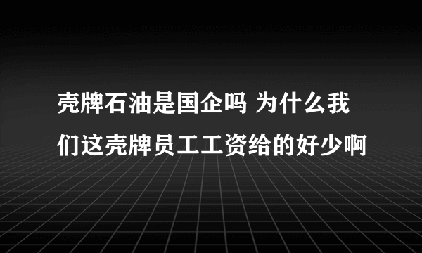 壳牌石油是国企吗 为什么我们这壳牌员工工资给的好少啊