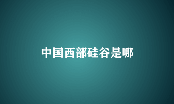 中国西部硅谷是哪