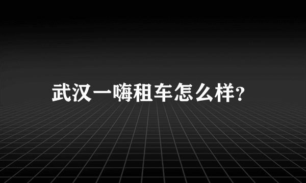 武汉一嗨租车怎么样？
