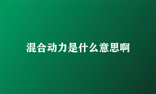 混合动力是什么意思啊