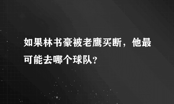 如果林书豪被老鹰买断，他最可能去哪个球队？