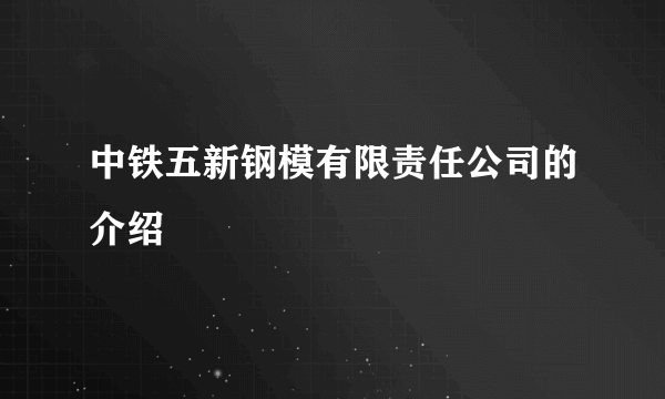 中铁五新钢模有限责任公司的介绍