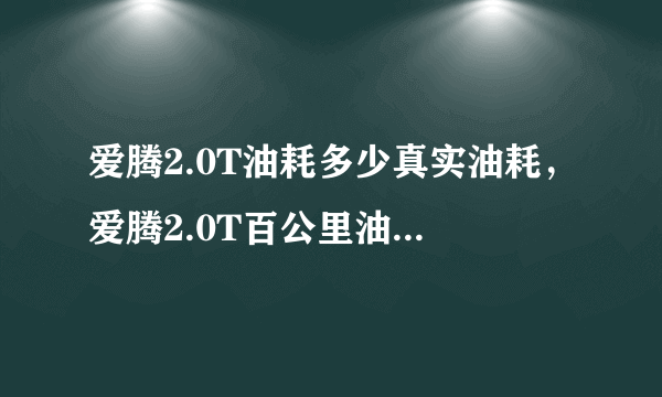爱腾2.0T油耗多少真实油耗，爱腾2.0T百公里油耗多少钱一公里