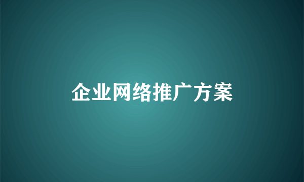 企业网络推广方案