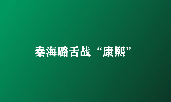 秦海璐舌战“康熙”