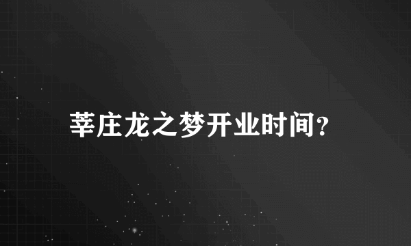 莘庄龙之梦开业时间？