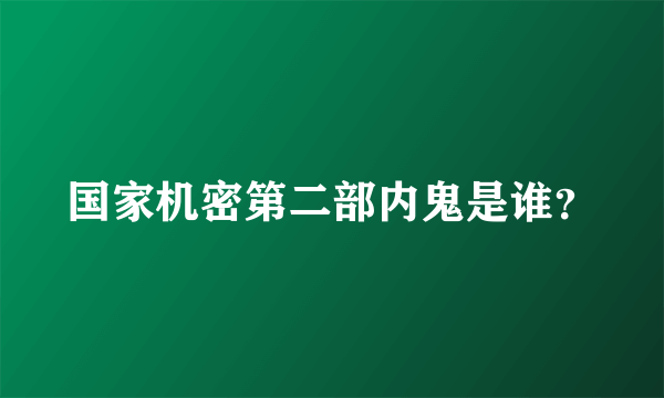 国家机密第二部内鬼是谁？