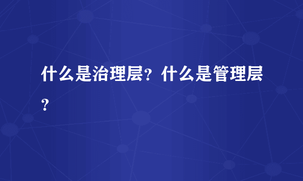 什么是治理层？什么是管理层？