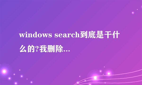 windows search到底是干什么的?我删除之后对电脑会不会有什么影响