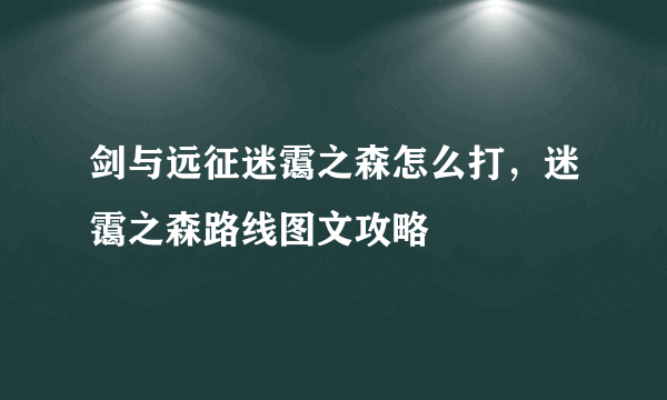 剑与远征迷霭之森怎么打，迷霭之森路线图文攻略