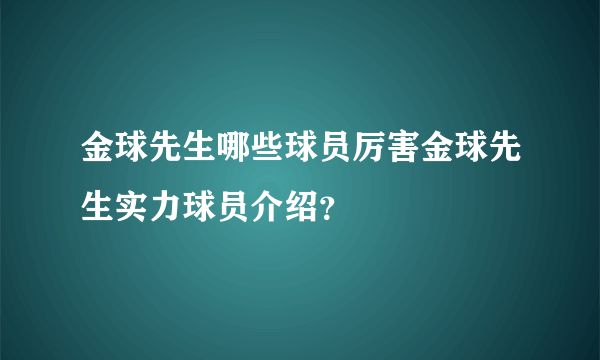 金球先生哪些球员厉害金球先生实力球员介绍？