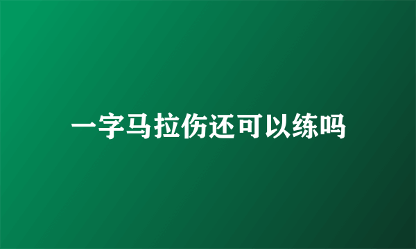 一字马拉伤还可以练吗