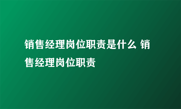销售经理岗位职责是什么 销售经理岗位职责