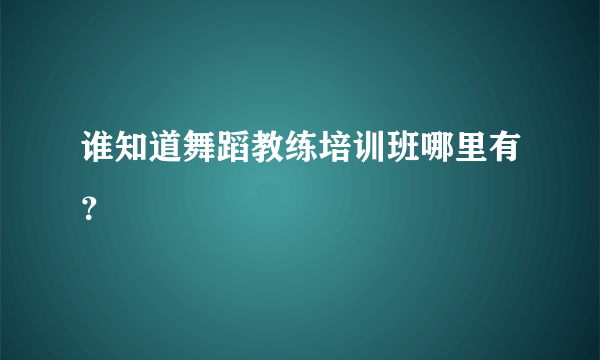 谁知道舞蹈教练培训班哪里有？