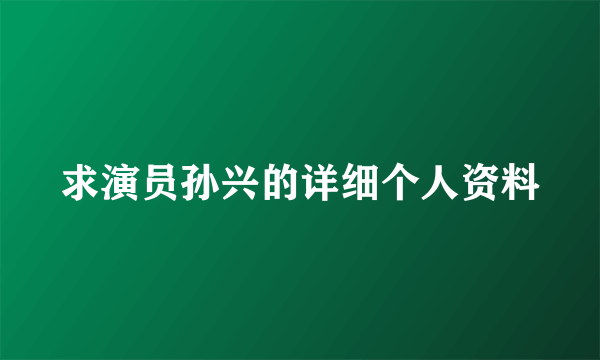 求演员孙兴的详细个人资料