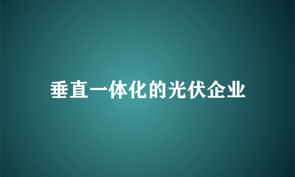 垂直一体化的光伏企业