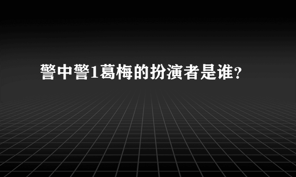 警中警1葛梅的扮演者是谁？