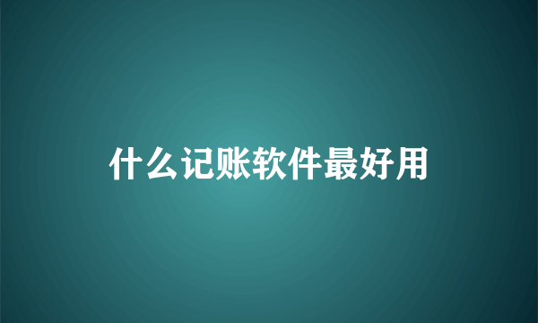 什么记账软件最好用