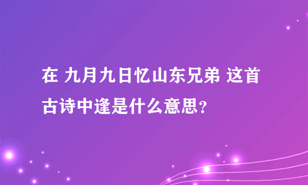 在 九月九日忆山东兄弟 这首古诗中逢是什么意思？