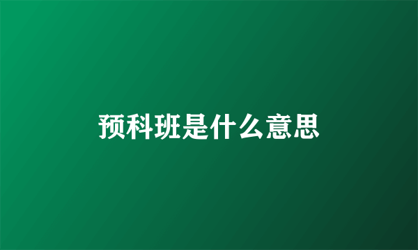 预科班是什么意思