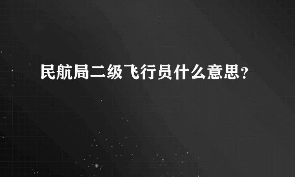 民航局二级飞行员什么意思？