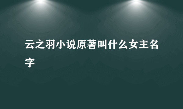 云之羽小说原著叫什么女主名字