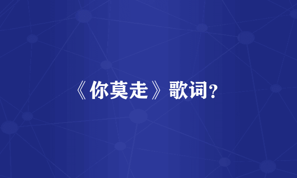 《你莫走》歌词？