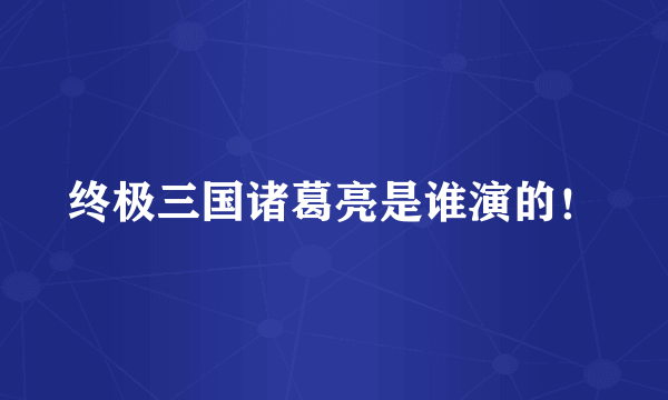 终极三国诸葛亮是谁演的！