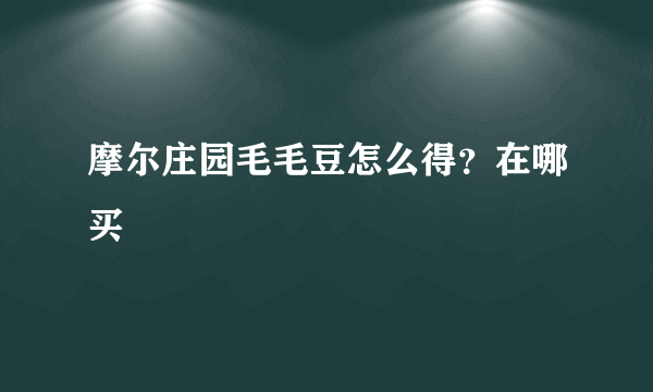 摩尔庄园毛毛豆怎么得？在哪买