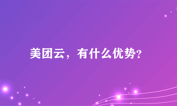 美团云，有什么优势？